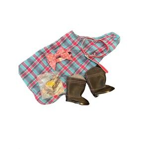 American Girl Doll Retired Chestnut Horse Plaid Blanket w/ Extra Accessories